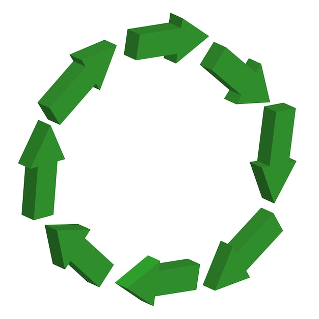 Vector green volumetric arrows on white background success icon set vector illustration