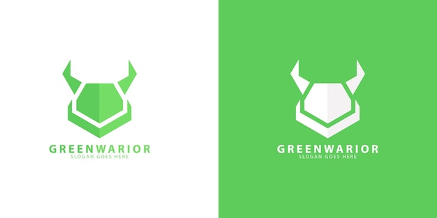 緑の戦士のロゴのミニマリストのデザインのアイデア
