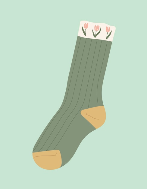 Green warm sock vector concept