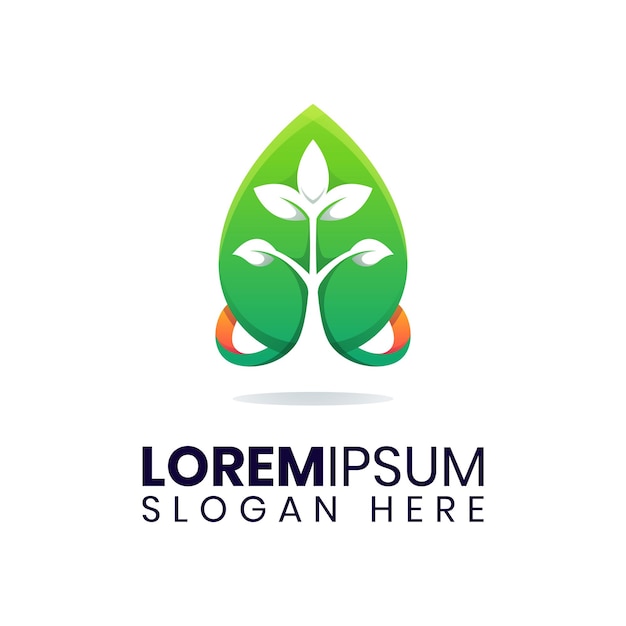Шаблон логотипа листьев зеленой воды