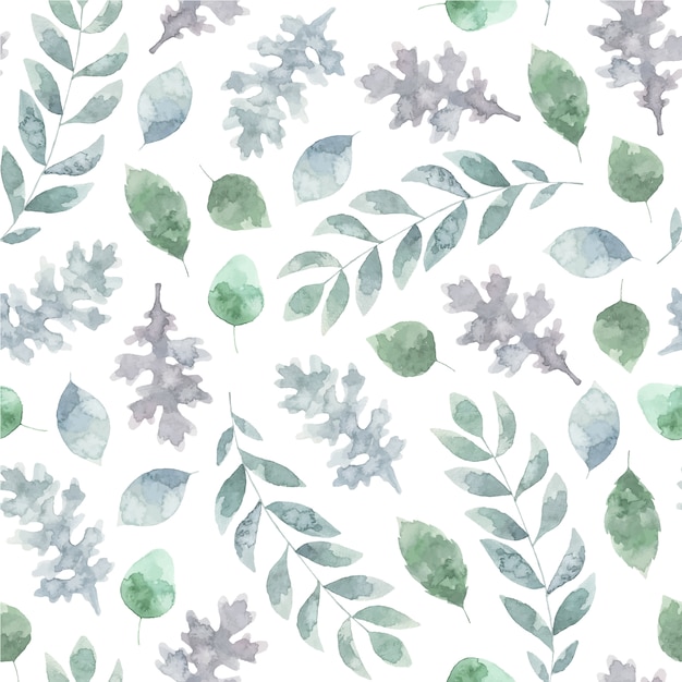 Green watercolor leaves background