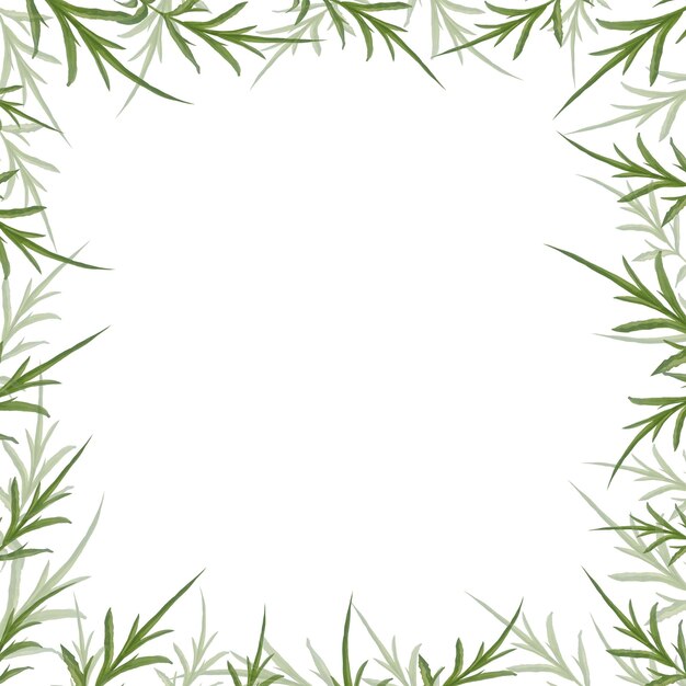 Green watercolor leaves and branches banner wreath hand drawn botany frame