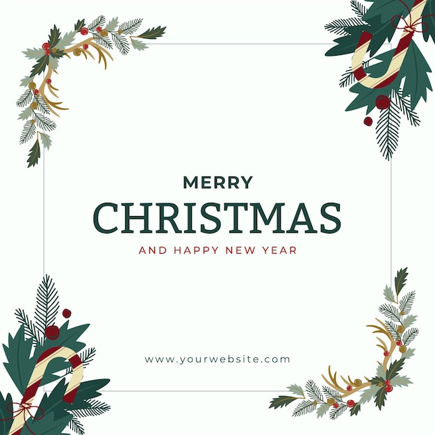 green watercolor merry christmas instagram post