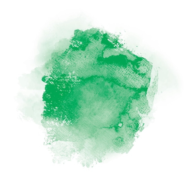 Green watercolor on white background. It is a hand drawn. The color splashing in the paper.