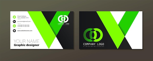 Green wavy vector business card template