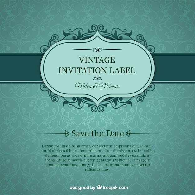 Green wedding invitation card