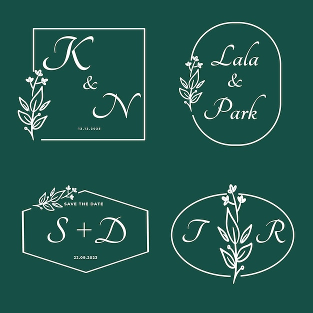 Vector green wedding monogram