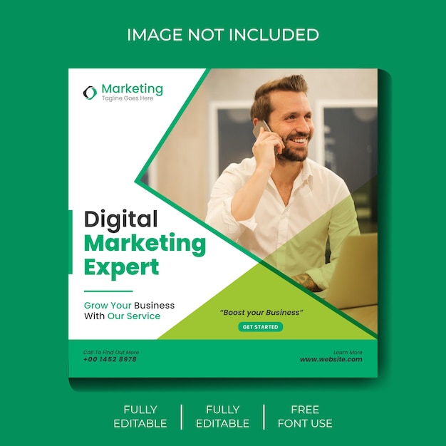 A green and white ad for digital marketing expert