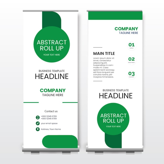 a green and white advertisement for a roll up roll