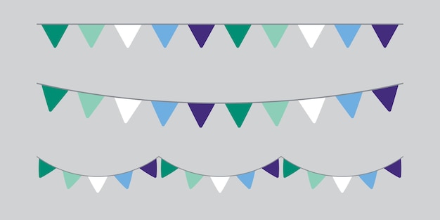 Vector green white blue and purple colored party bunting as the colors of the gay man flag lgbtqi concept