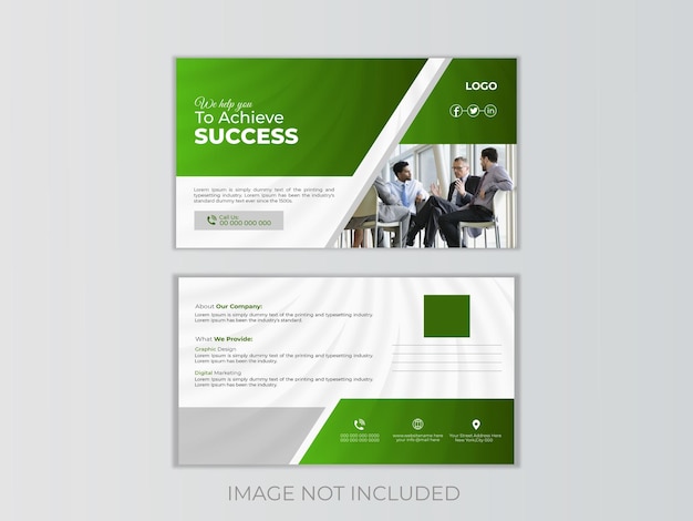 A green and white business card for a company called success.