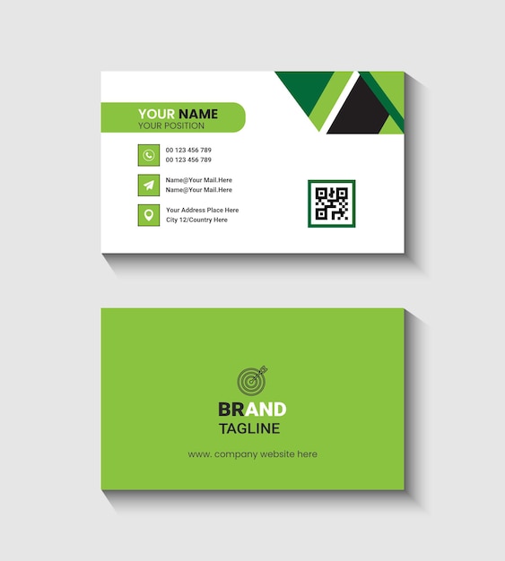 Green and white business card template design