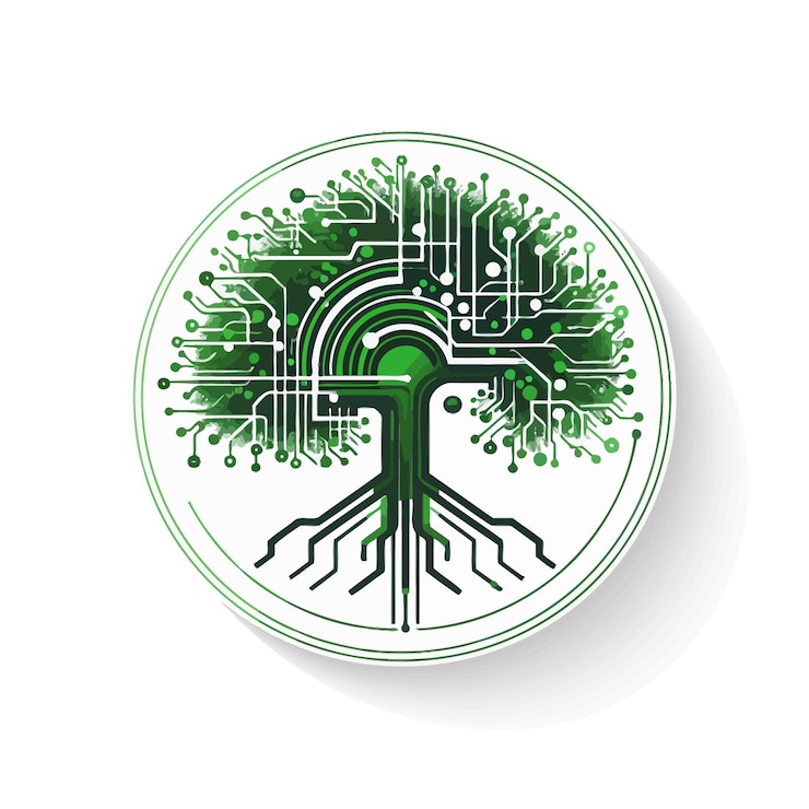 Vector a green and white circle with a tree on it