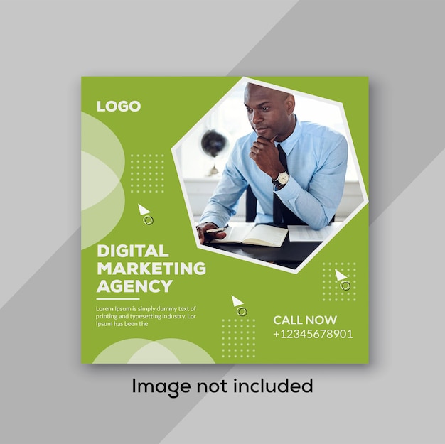 디지털 마케팅 대행사를 위한 녹색 및 흰색 표지.