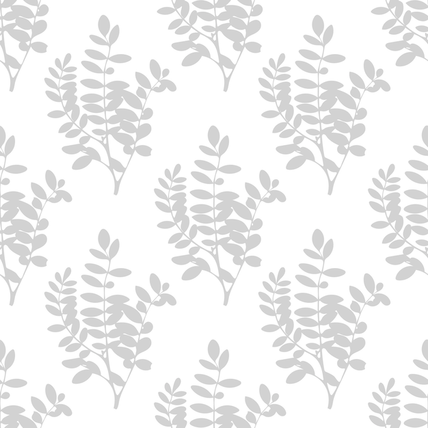 Green and white floral background. Tree leaves and branches seamless pattern.