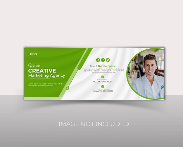 A green and white flyer for a marketing agency.