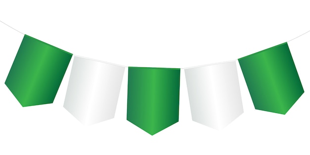 Vector green and white  garland flags isolated