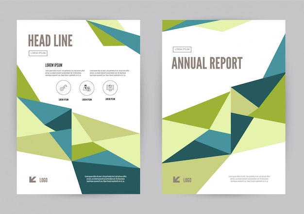 Vector green and white geometric brochure