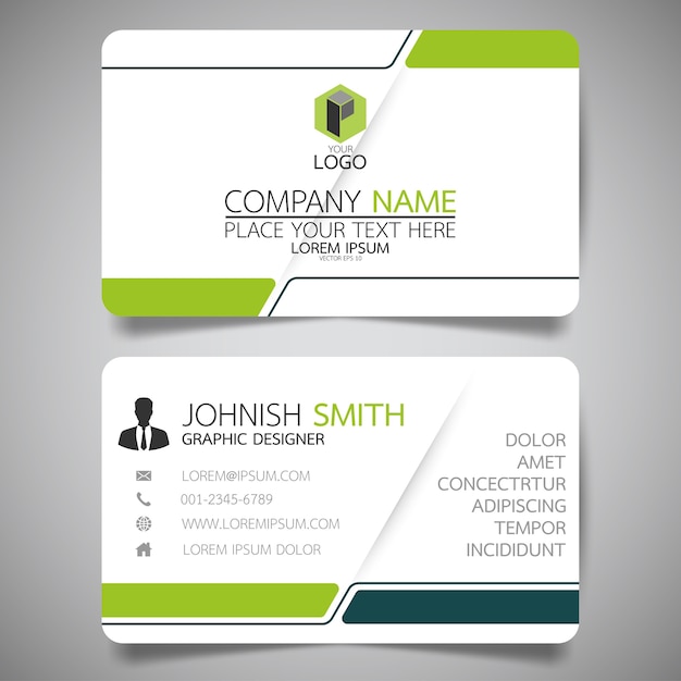 Green and white layout business card template.