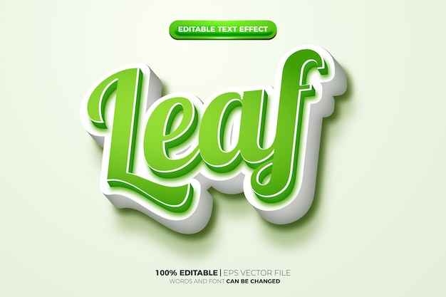 Green white leaf bold nature editable text effect