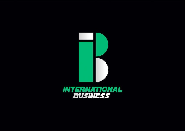 A green and white logo for ib business.