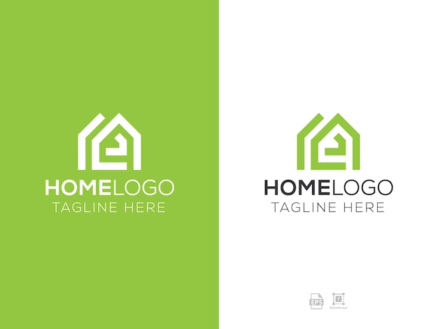 Зелено-белый логотип с логотипом дома.