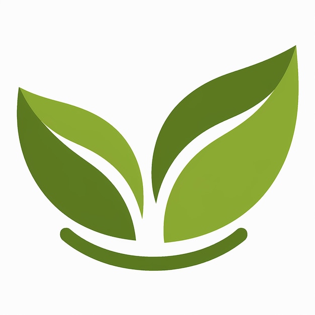 Vector a green and white logo with a green plant on it