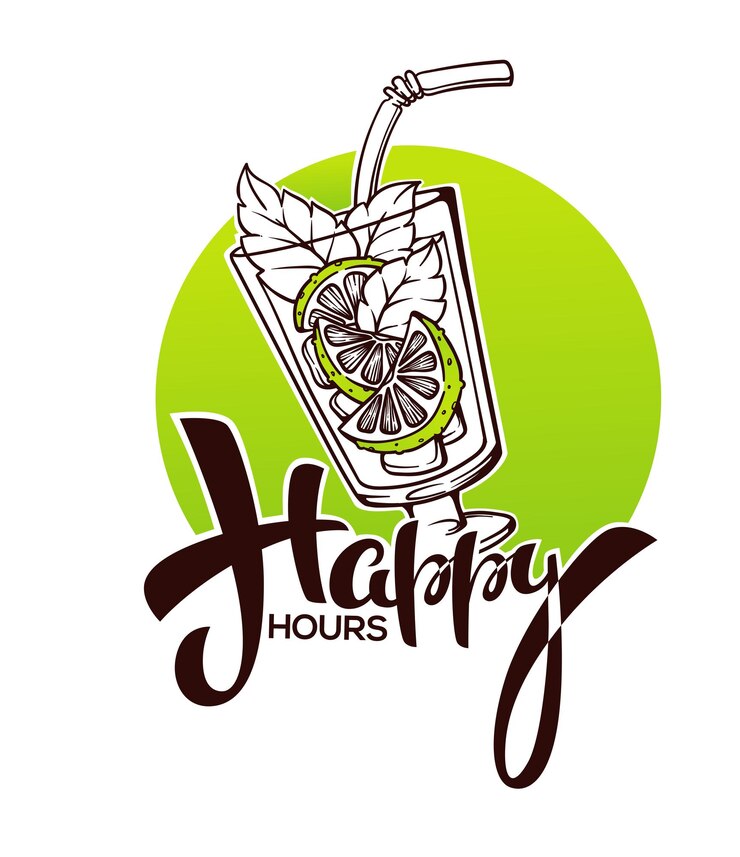 Vector a green and white logo with a picture of a drink with a straw and a straw
