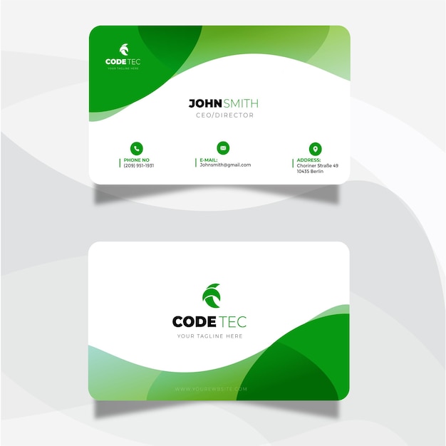 Green white minimal. office card modern business card template. visiting corporate card