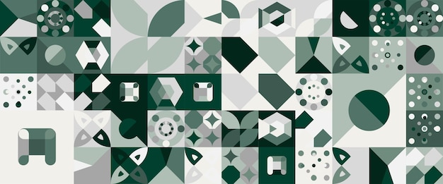 Зеленый и белый современный вектор абстрактный геометрический фон с кругами прямоугольниками и квадратами простые формы графический образец для веб-дизайна бизнес презентации заголовка сайта
