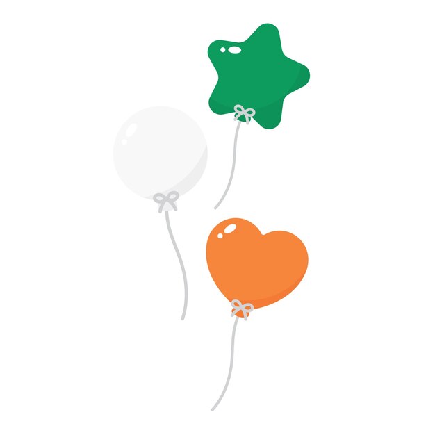 Vector green white and orange colored balloons as the colors of ireland flag flat vector illustration