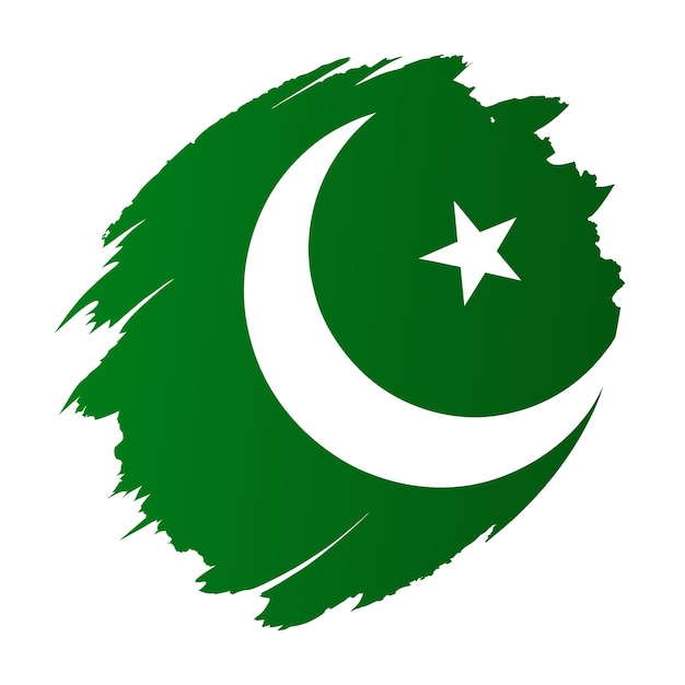 Vector a green and white pakistani flag with a white star on it