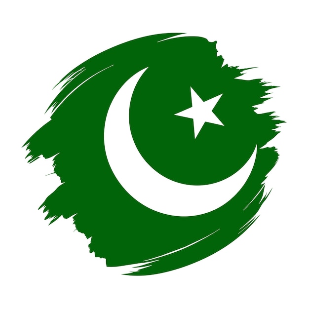 Vector a green and white pakistani flag with a white star on it