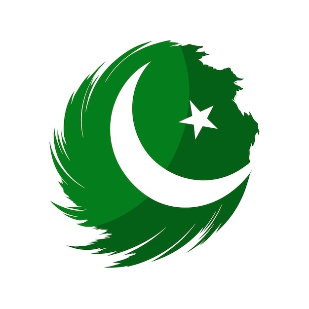 a green and white Pakistani flag with a white star on it