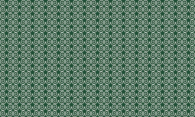 Green and white pattern with a spiral design on a dark background.