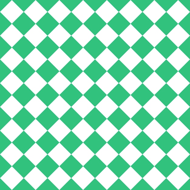 緑と白のシームレスな斜め市松模様と正方形のパターン