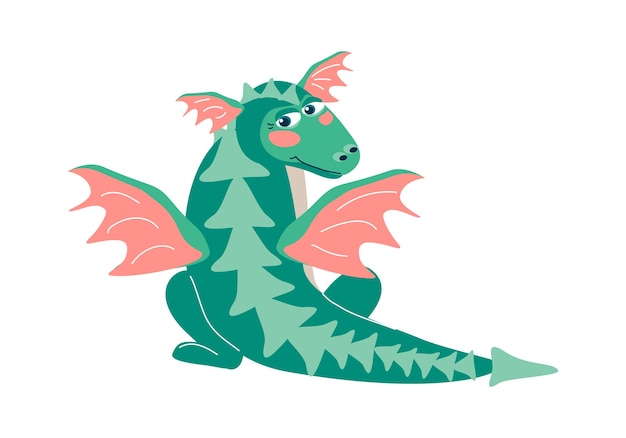 Vector green winged dragon