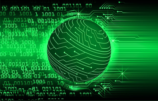 Fondo verde di tecnologia futura del circuito cyber del mondo