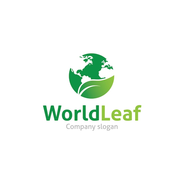 Green world leaf vector leaf logo colorful gradient