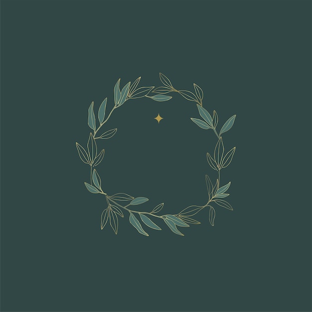 Vector a green wreath with a gold star on it.
