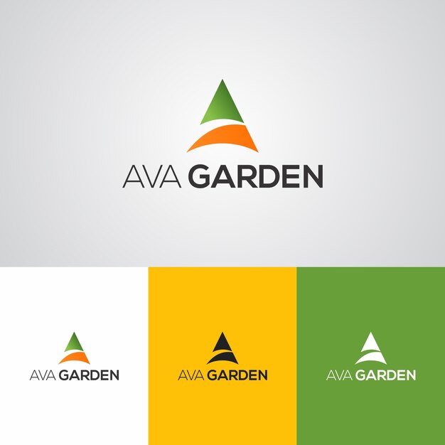 Vettore modello di progettazione di logo di giardino verde e giallo ava