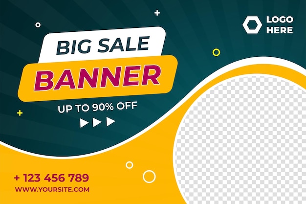 Green yellow background big sale template vector