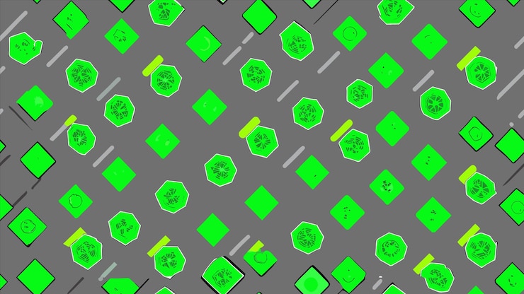 Vector green and yellow circles on a gray background