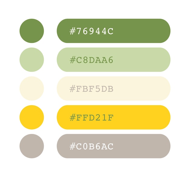 녹색과 노란색 색상 패, 밝은 파스텔 색상, 카탈로그 색상, 일치하는 RGB, CMYK 색상, 조화로운 색상, 패 플 디자인 및 편집 아이디어, 스 코드