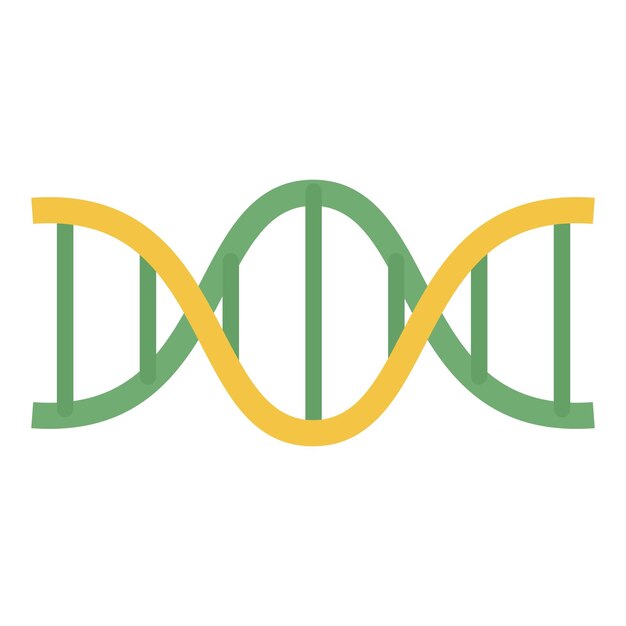 Vettore icona del dna verde giallo illustrazione piatta dell'icona vettoriale del dna verde giallo per il web design