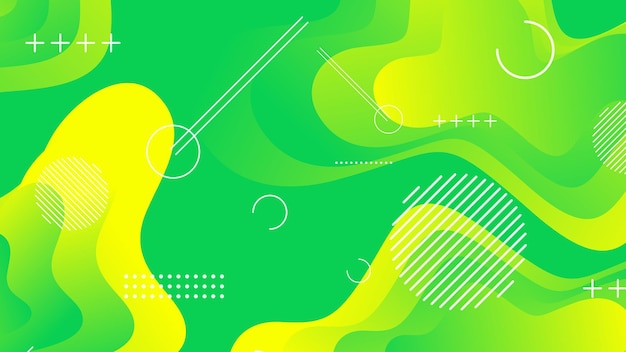 Green and yellow gradient fluid wave abstract background