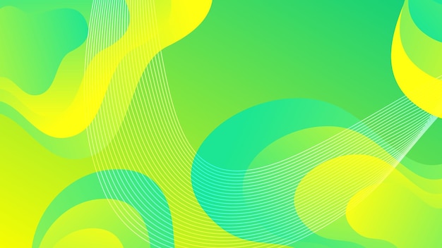 Green and yellow gradient fluid wave abstract background