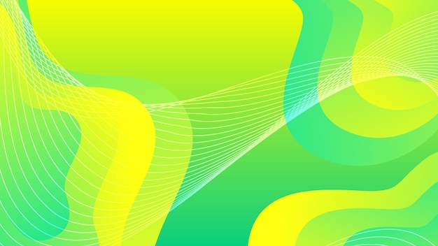 Green and yellow gradient fluid wave abstract background