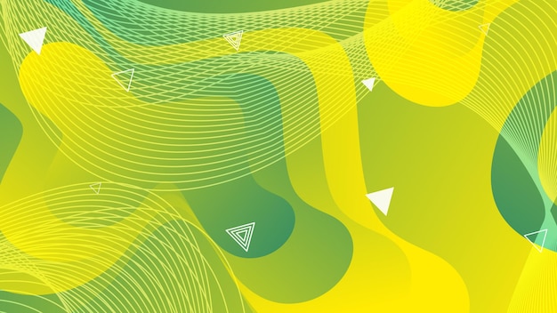 Green and yellow gradient fluid wave abstract background