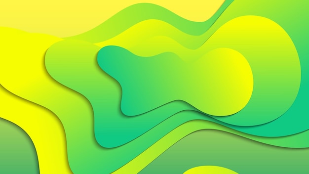 Green and yellow gradient fluid wave abstract background